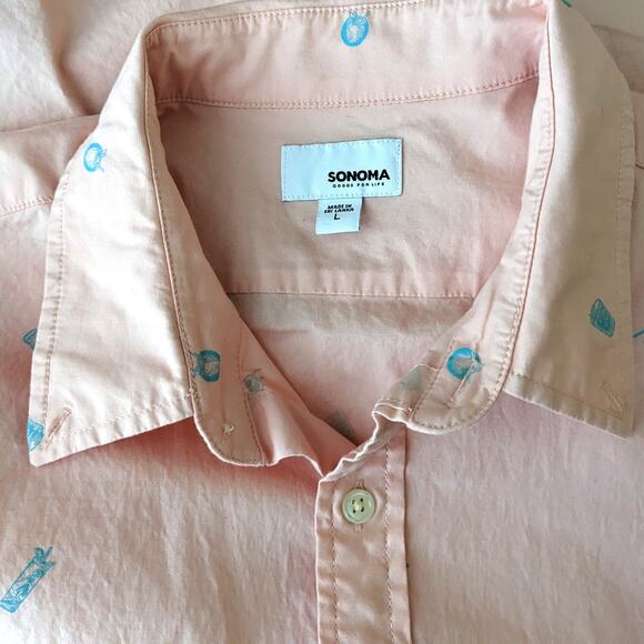 Sonoma Men's Button Up Shirt For Men Peach Large - Picture 4 of 4